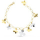 18K Pulsera Oro Bicolor Eslabones Huecos Con Mariposas. Ancho 5 Mm Largo 21 Cm