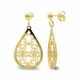 18K Pendientes Oro Amarillo Largo Oval Calado