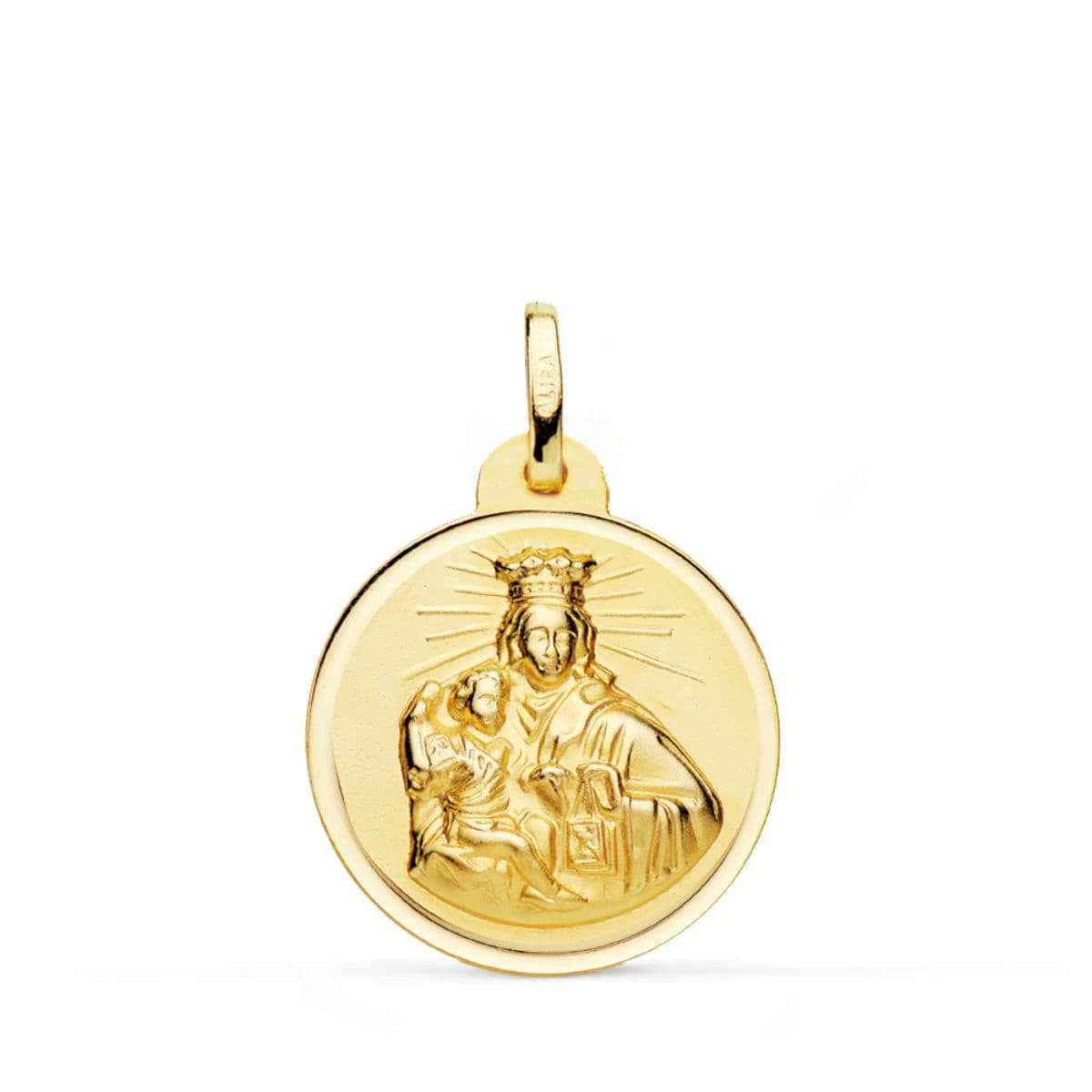 18K Medalla Virgen Maria Del Carmen 24 Mm