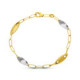 18K Pulsera Oro Bicolor Eslabones Mate Y Brillo