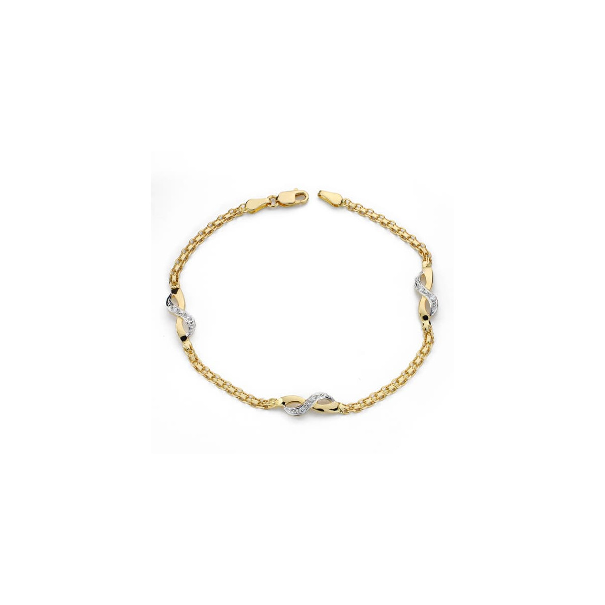 18K Pulsera Bicolor Circonitas 17 Cm