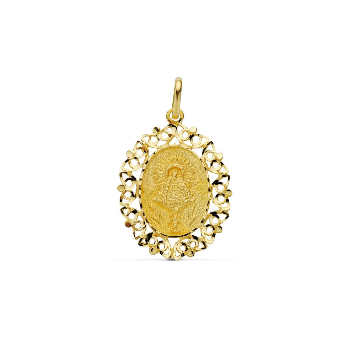 18K Medalla Virgen Del Pilar Orla 30X22 Mm