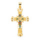 18K Cruz Oro Amarillo Vidriera Catedral Bordes Tallados. 44X28 Mm