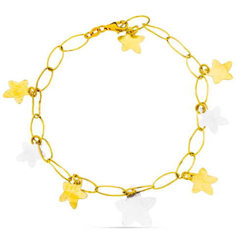 18K Pulsera Bicolor Estrellas. 3.50 Gr