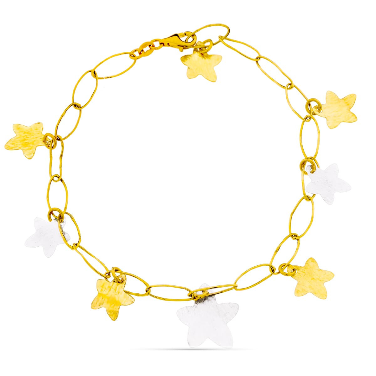 18K Pulsera Bicolor Estrellas. 3.50 Gr