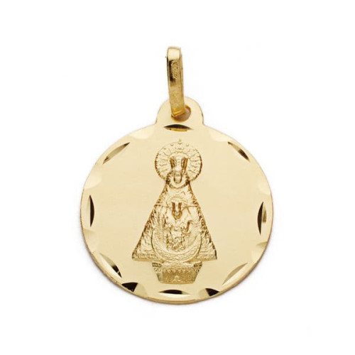 18K Medalla Virgen De Tiscar Tallada 22 Mm