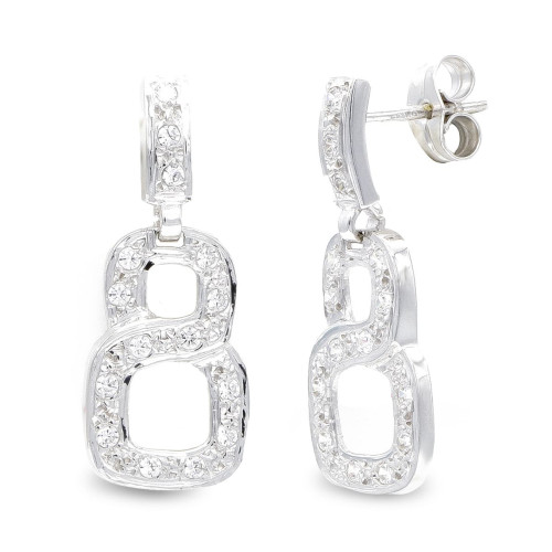 18K Pendientes Oro Blanco Largos Circonitas