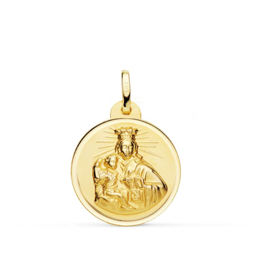 18K Medalla Virgen Maria Del Carmen 22 Mm