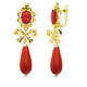 18K Pendientes Coralina Camafeo 42X13 Mm