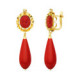 18K Pendientes Turquesa Coralina 47X14 Mm