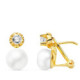 18K Pendientes Perla Boton 13X7 Mm