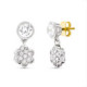 18K Pendientes Oro Blanco Circonitas Flor 17X8 Mm