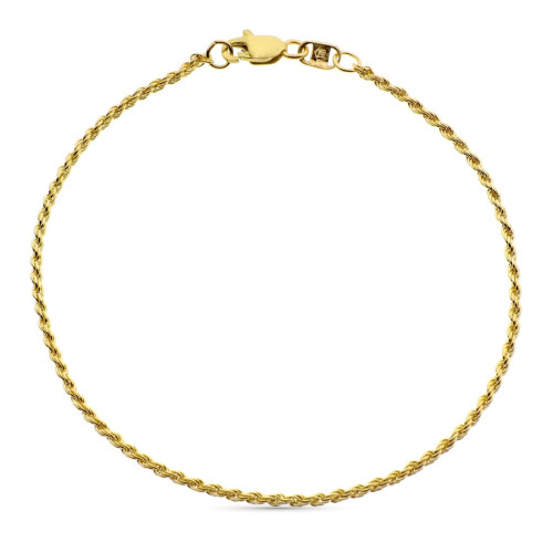 18K Pulsera Oro Amarillo Cordon Salomonico Ancho 1.5 Mm 20 Cm