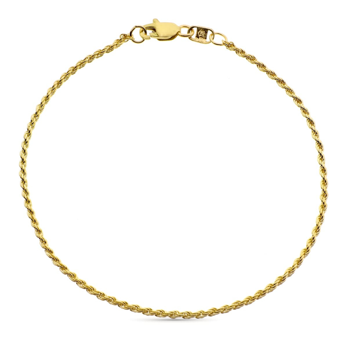 18K Pulsera Oro Amarillo Cordon Salomonico Ancho 1.5 Mm 20 Cm