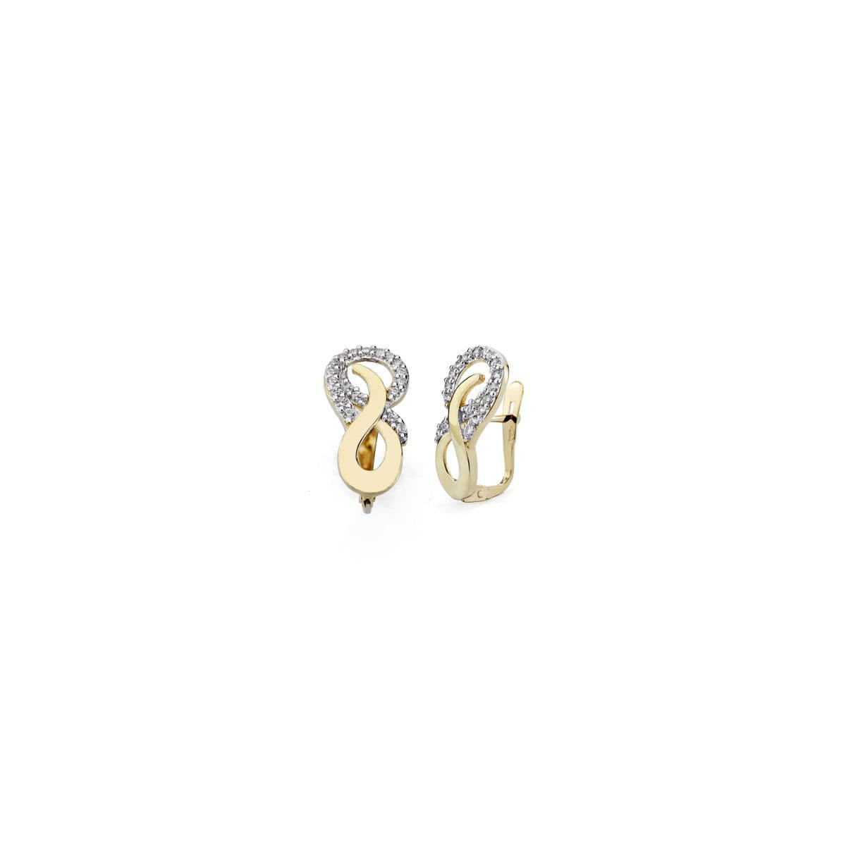 18K Pendientes Oro Bicolor Circonitas 17X9 Mm