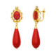 18K Pendientes Coralina Camafeo 38X10 Mm