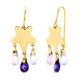 18K Pendientes Oro Amarillo Largos Piedra Color Estrella Gancho