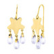 18K Pendientes Oro Amarillo Largo Estrella Piedra Color Malva Gancho