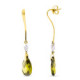 18K Pendientes Oro Bicolor Largos Olivina 14X10 Mm