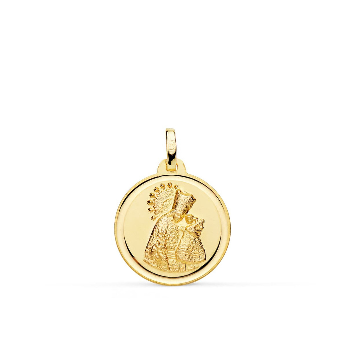 18K Medalla Virgen De Los Desamparados Bisel 20 Mm