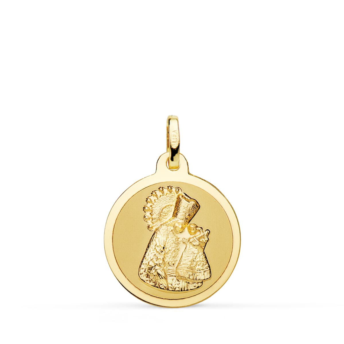 18K Medalla Virgen De Los Desamparados Brillo 20 Mm