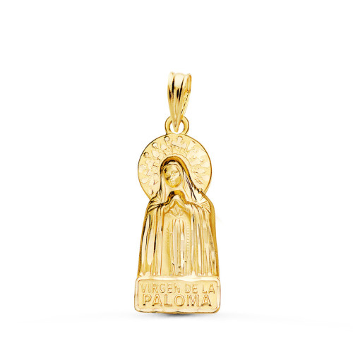 18K Medalla Virgen De La Paloma Silueta Tallada 27X12 Mm