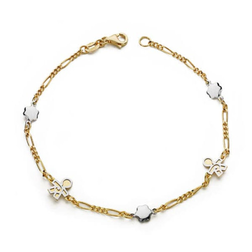 18K Pulsera Bicolor Niños 19 Cm