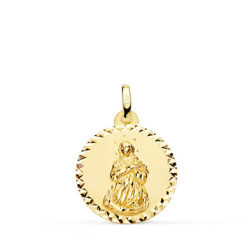 18K Medalla Virgen Inmaculada Talla Cruzada 18 Mm