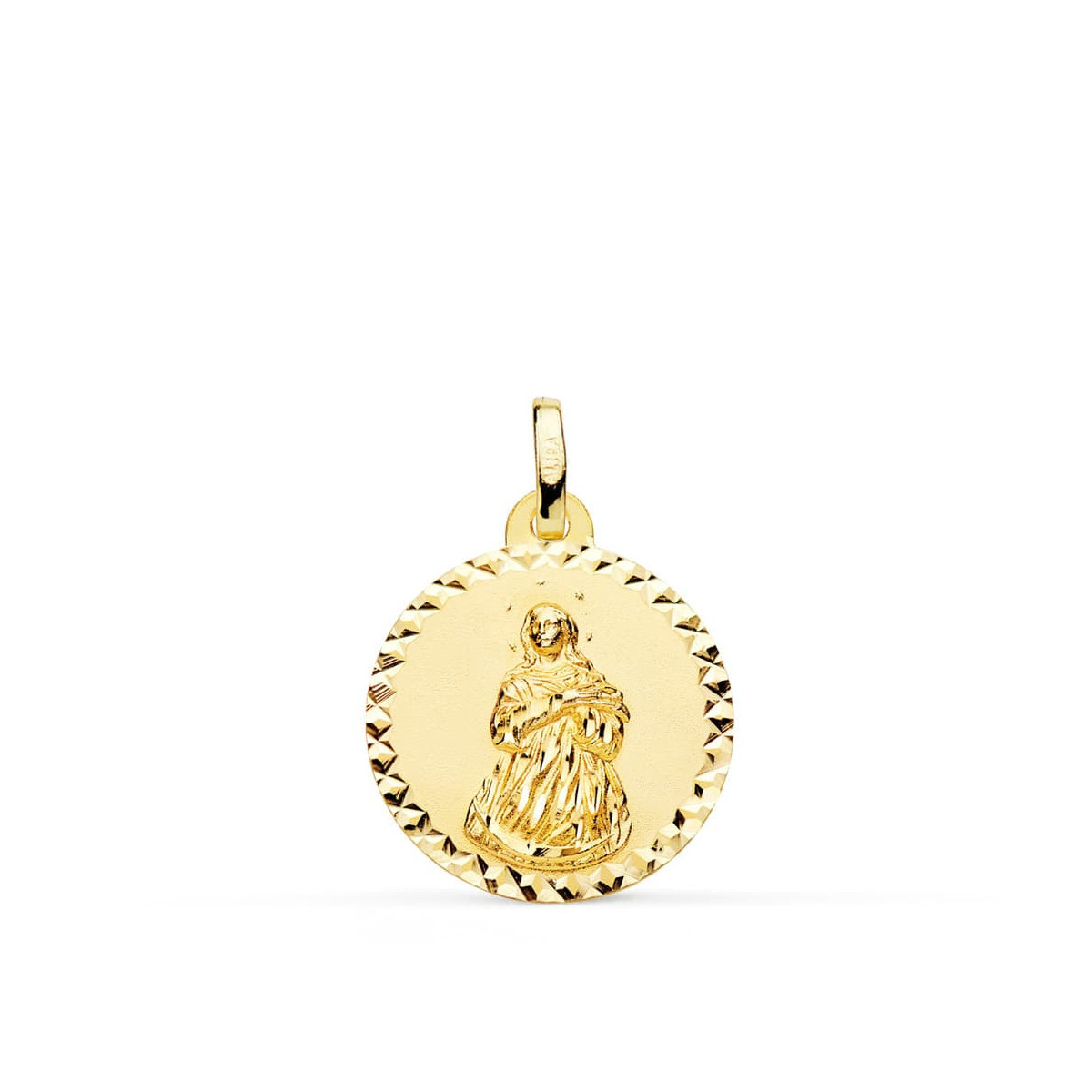 18K Medalla Virgen Inmaculada Talla Cruzada 18 Mm