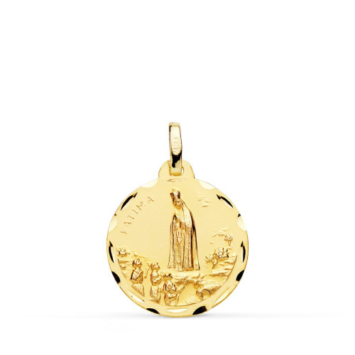 18K Medalla Virgen De Fatima 18 Mm