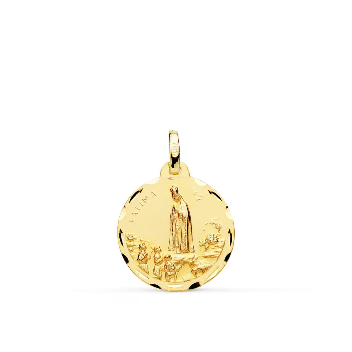 18K Medalla Virgen De Fatima 18 Mm