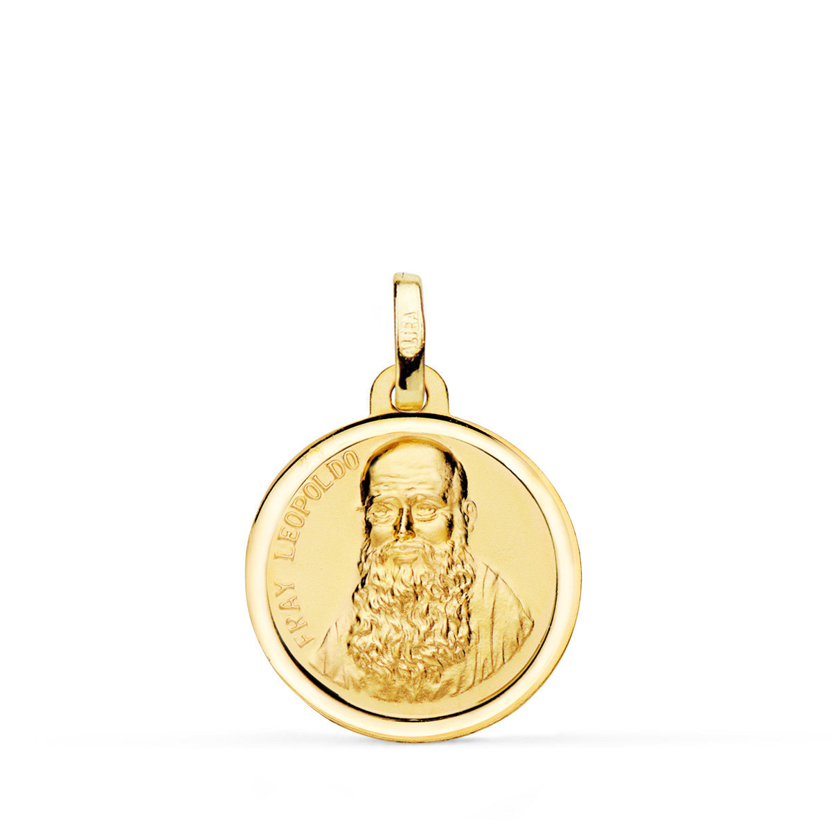 18K Medalla Oro Amarillo Fray Leopoldo Bisel 18 Mm