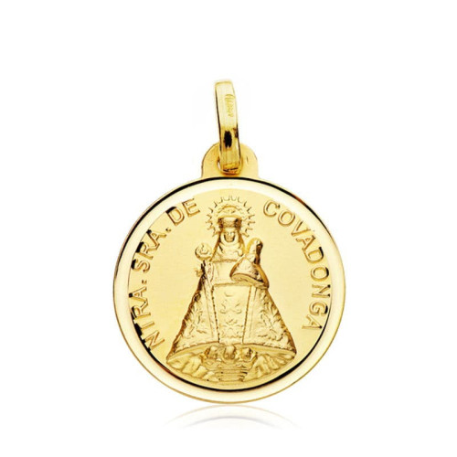 18K Medalla Virgen De Covadonga Bisel 18 Mm