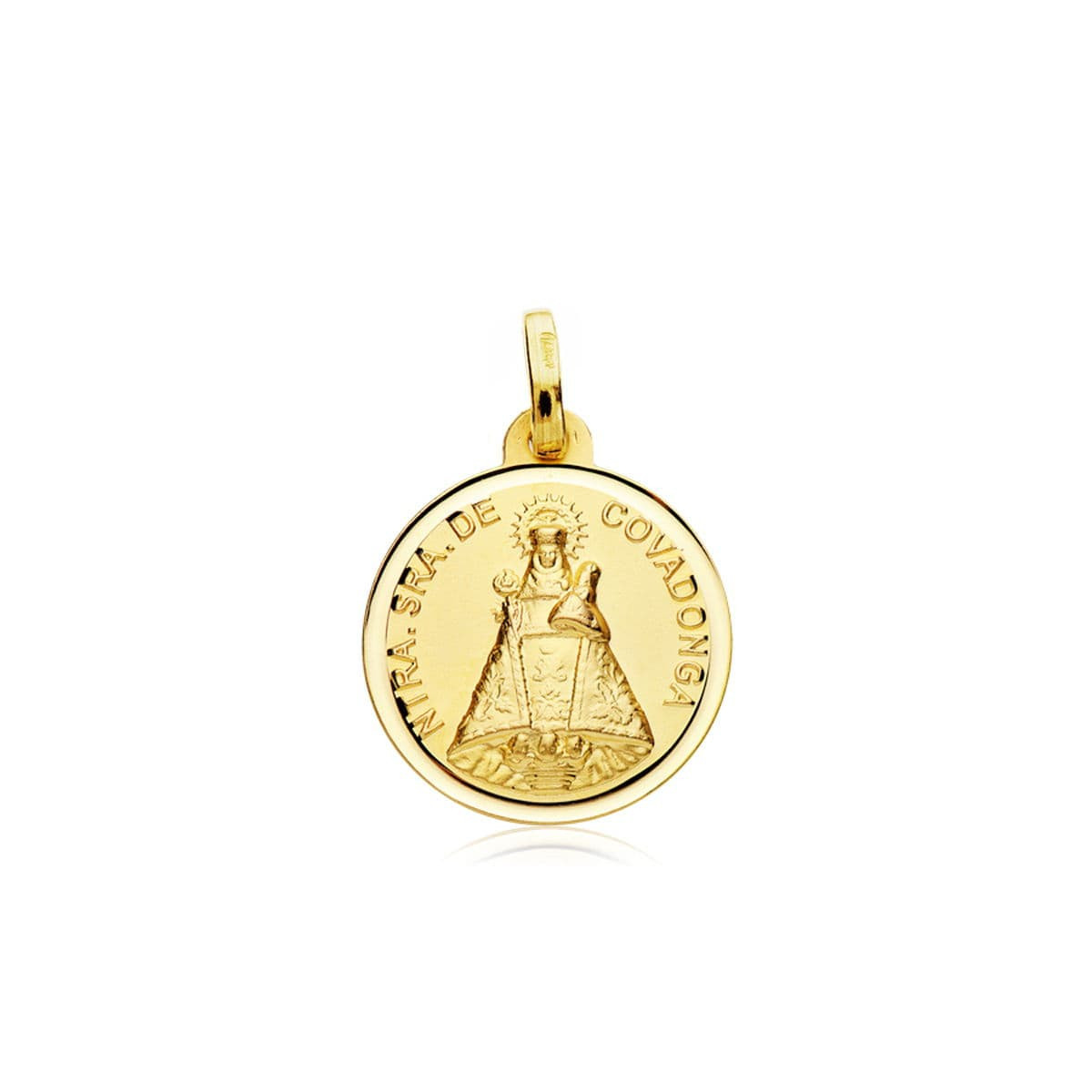 18K Medalla Virgen De Covadonga Bisel 18 Mm