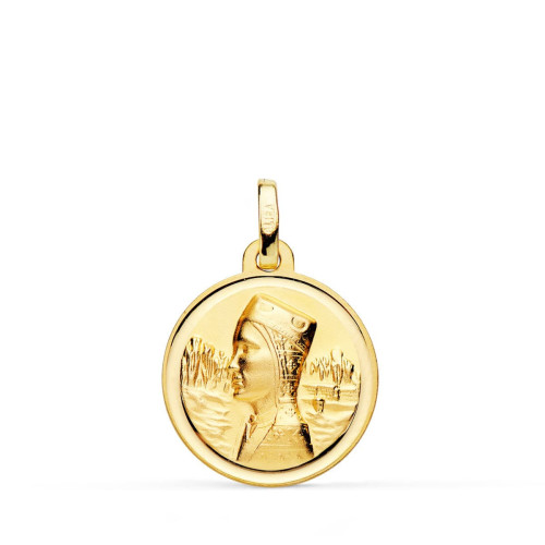 18K Medalla Virgen De Montserrat Bisel 18 Mm