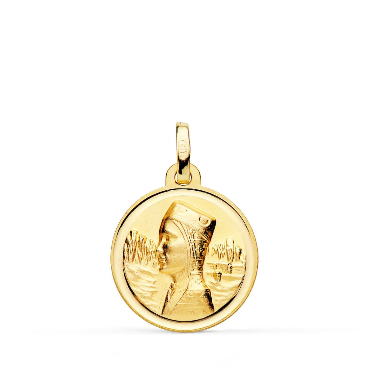 18K Medalla Virgen De Montserrat Bisel 18 Mm