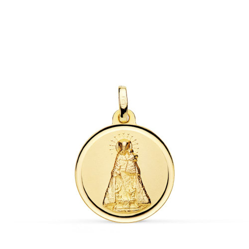 18K Medalla Virgen De Los Desamparados Bisel 18 Mm