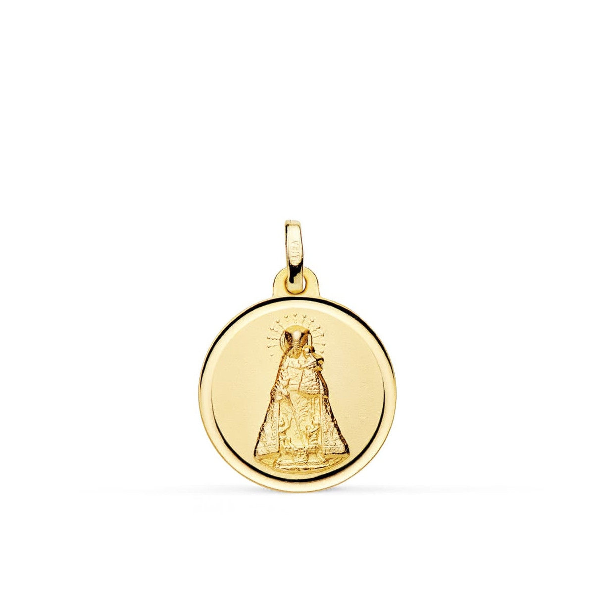 18K Medalla Virgen De Los Desamparados Bisel 18 Mm