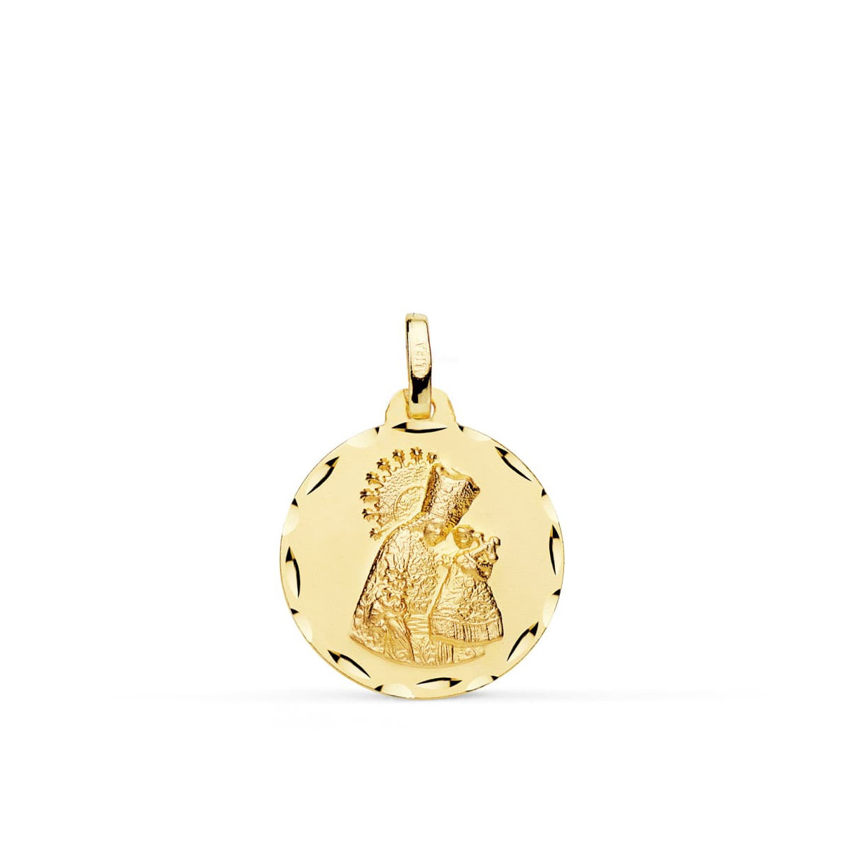 18K Medalla Virgen De Los Desamparados Talla Clasica 18 Mm