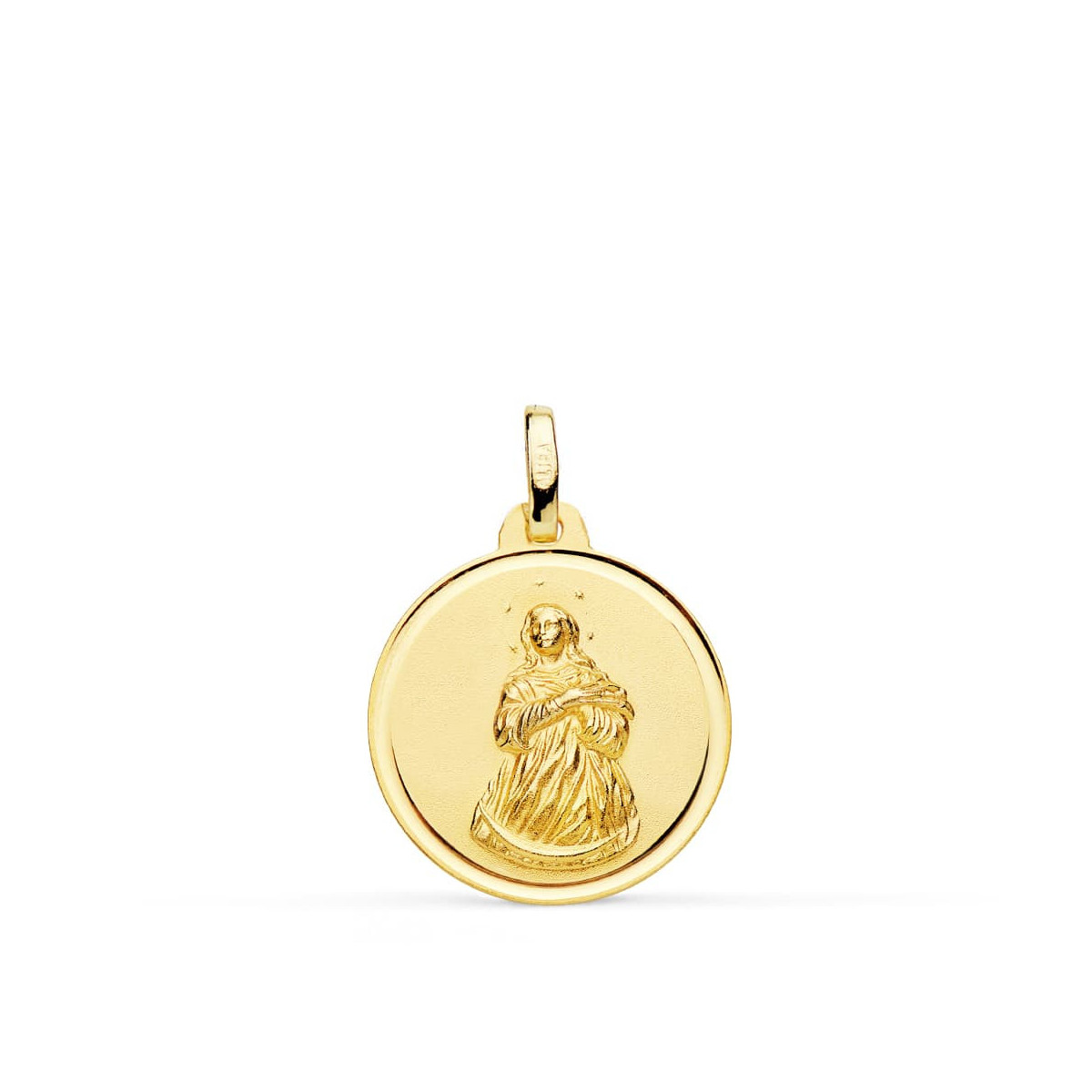 18K Medalla Virgen Inmaculada 18 Mm Bisel