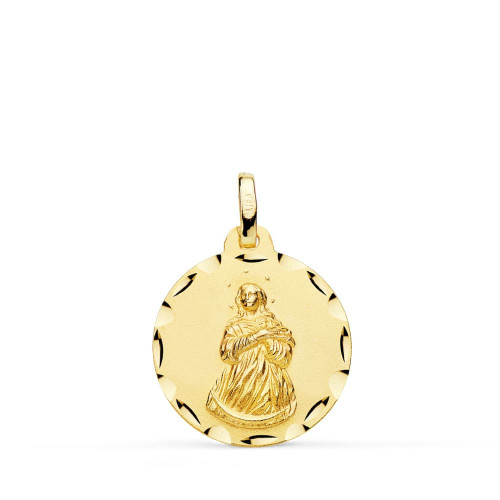 18K Medalla Virgen Inmaculada Tallada 18 Mm