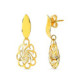 18K Pendientes Oro Amarillo Flor Oval