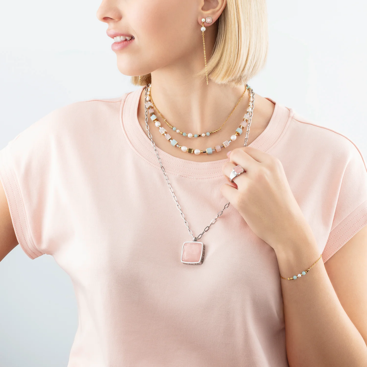 Collar Coeur De Lion Classic Cubes & Pearls Bicolor 1129/10-1558