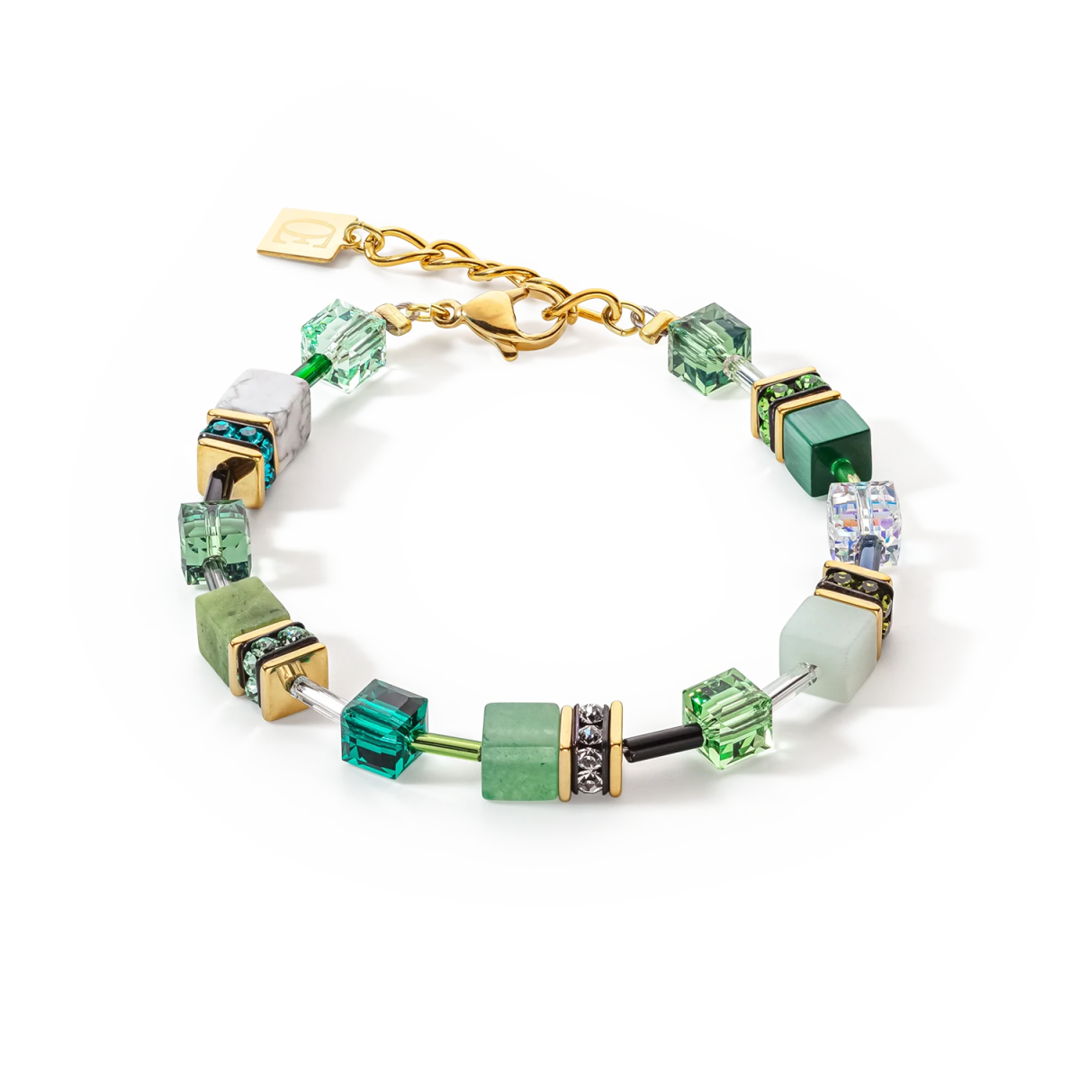 Pulsera Coeur De Lion GeoCUBE® Verde y dorado 4905/30-0500