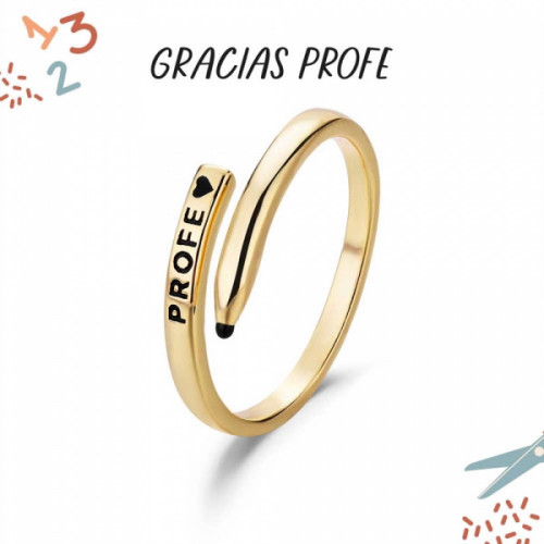 Anillo de Plata Rodiado Cruzado Lápiz. Profe 9120720