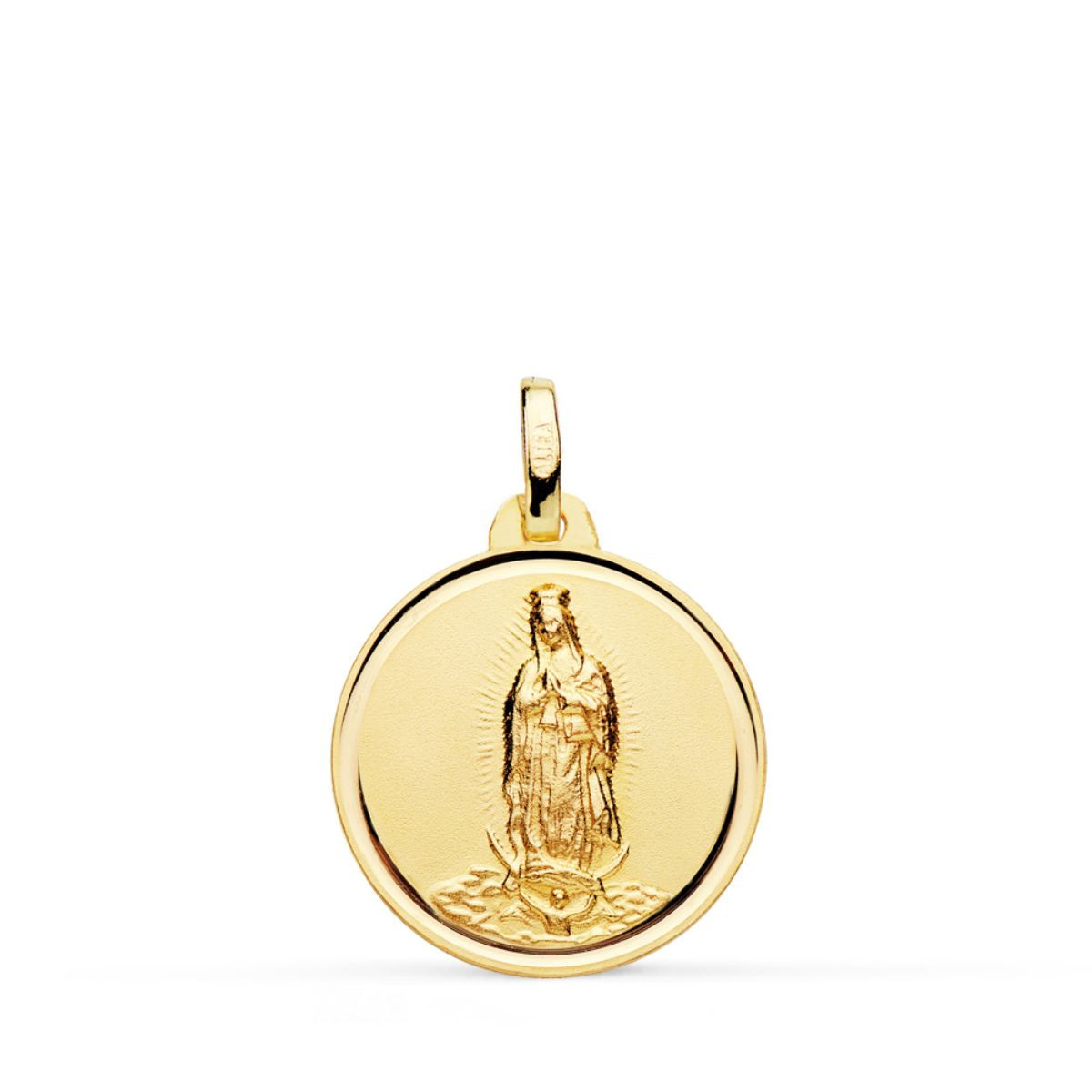 18K Medalla Virgen De Guadalupe Bisel 18 Mm