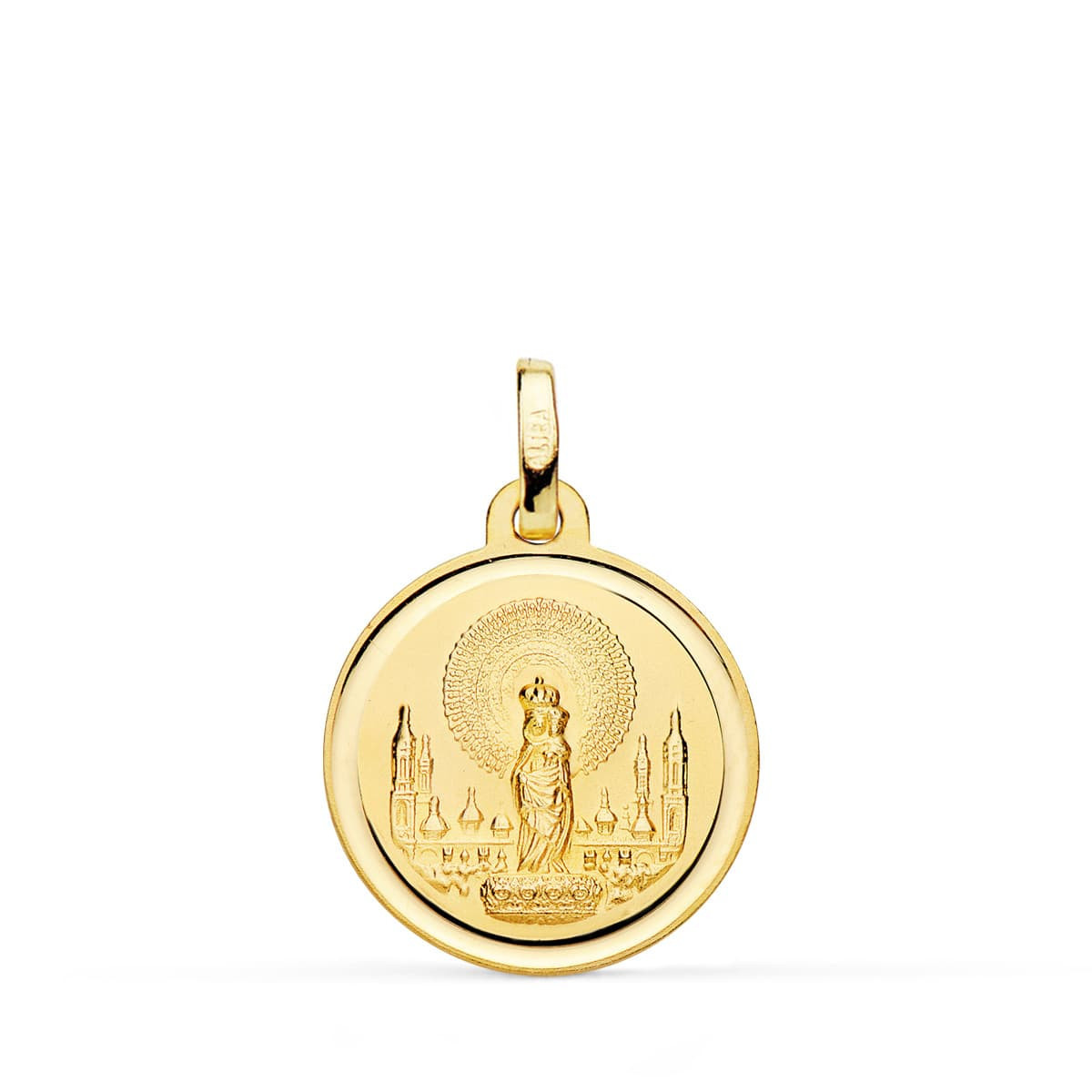 18K Medalla Virgen Del Pilar 18 Mm