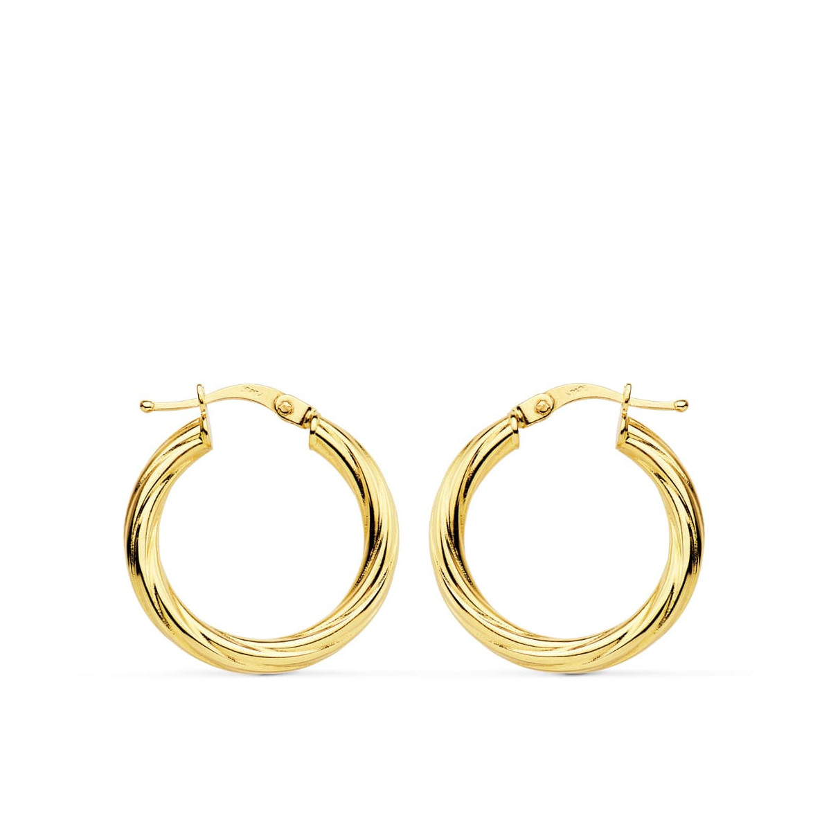 18K Aros Oro Amarillo Huecos Brillo 21 Mm