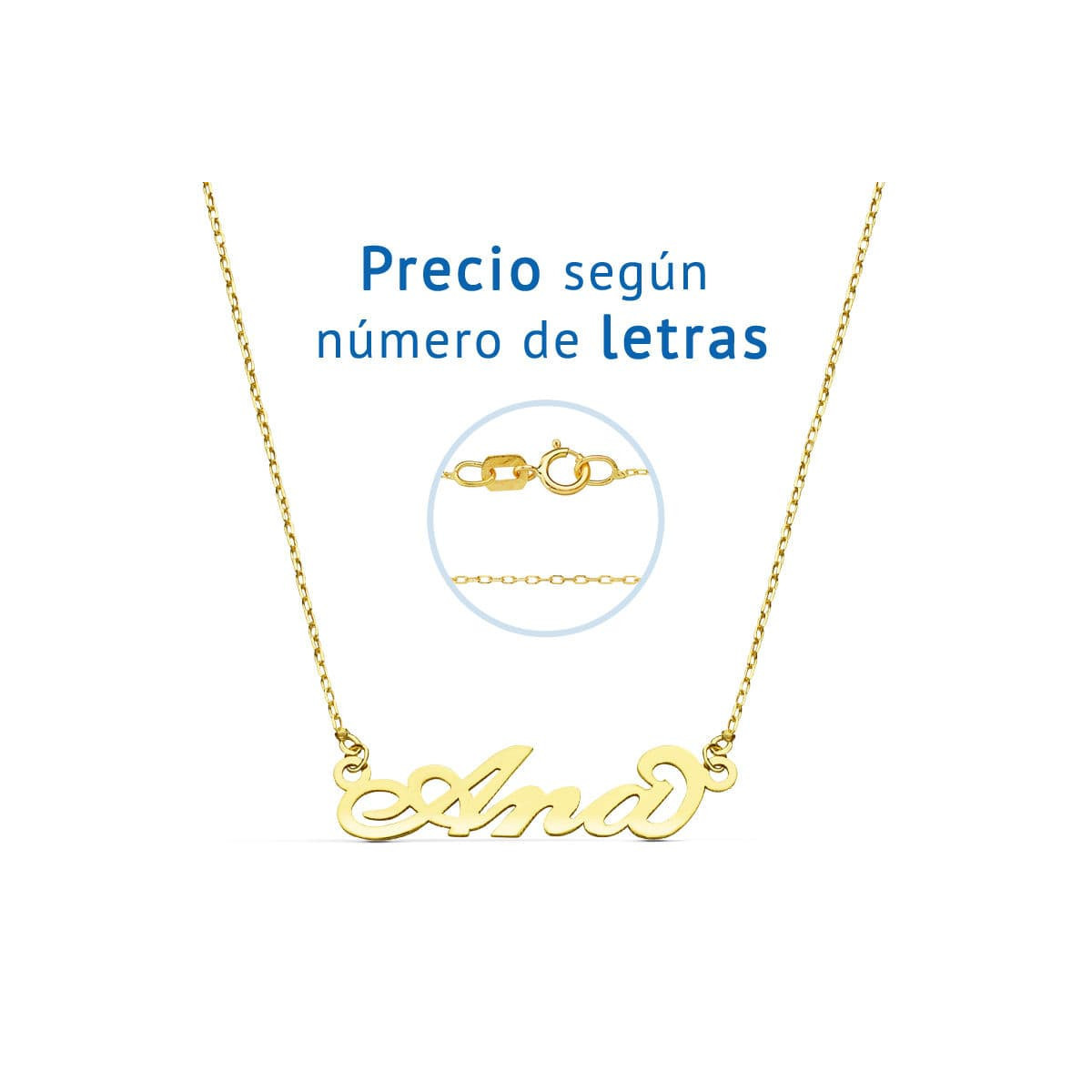 18K Gargantilla Nombre Personalizado Letras Cadena 45Cm