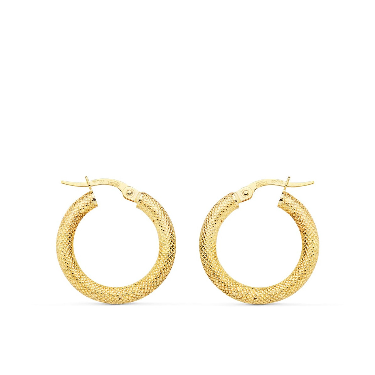 18K Aros Oro Amarillo Huecos Espiga 20X3 Mm